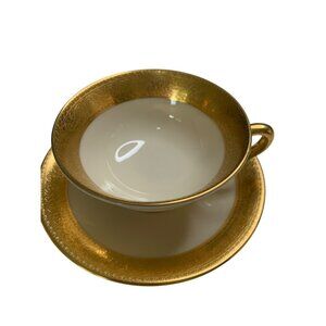 2 pc Gold Footed Tea Cup & Saucer Set  8677 Westchester Lenox M-139 MULTIPLE